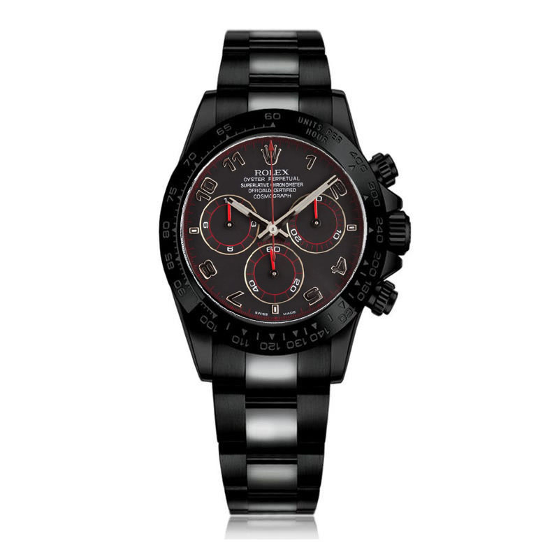 Rolex Daytona Black/Red Arabic Racing Dial Black PVD/DLC Coated Watch 116523