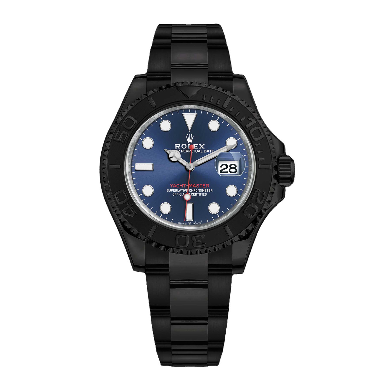 Rolex Yacht-Master 40mm PVD/DLC Coated Stainless Steel and Platinum Watch Blue Dial 116622