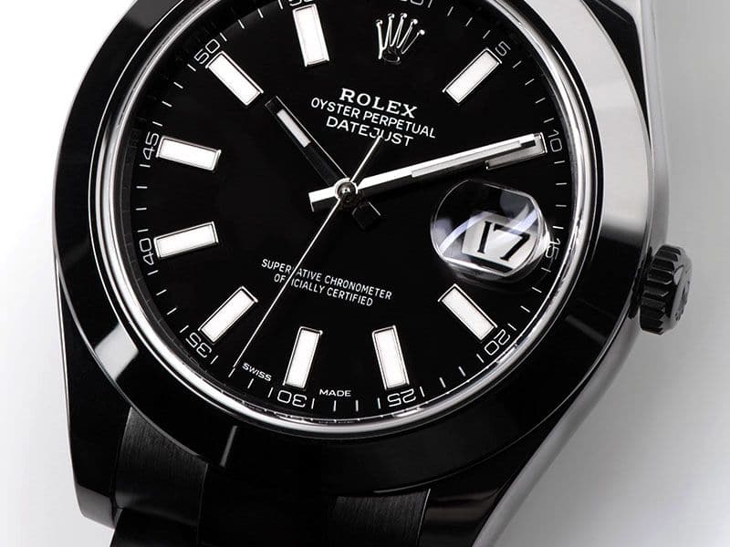 Rolex 41mm Datejust II Black PVD/DLC Watch Oyster Band Black Dial