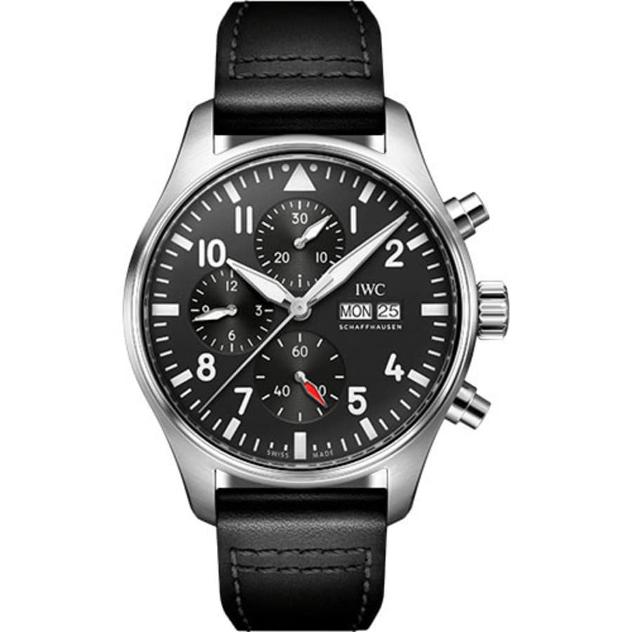 IWC Pilot IW378001 Stainless Steel Black Dial Black Calfskin Strap