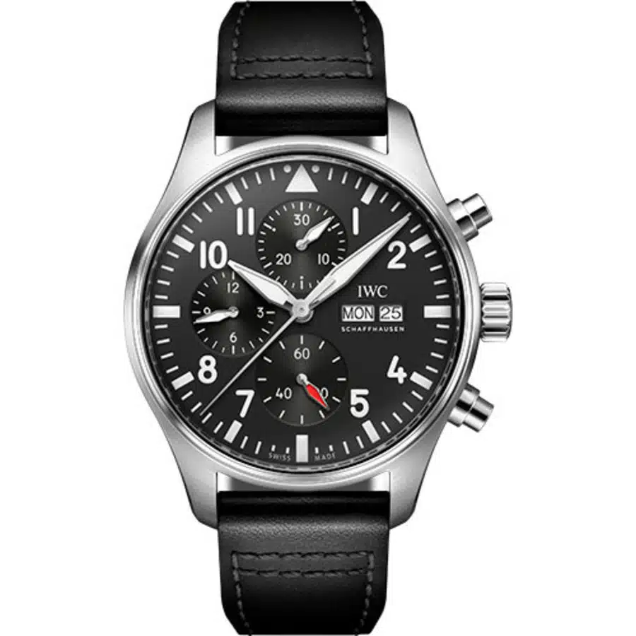 IWC Pilot IW378001 Stainless Steel Black Dial Black Calfskin Strap