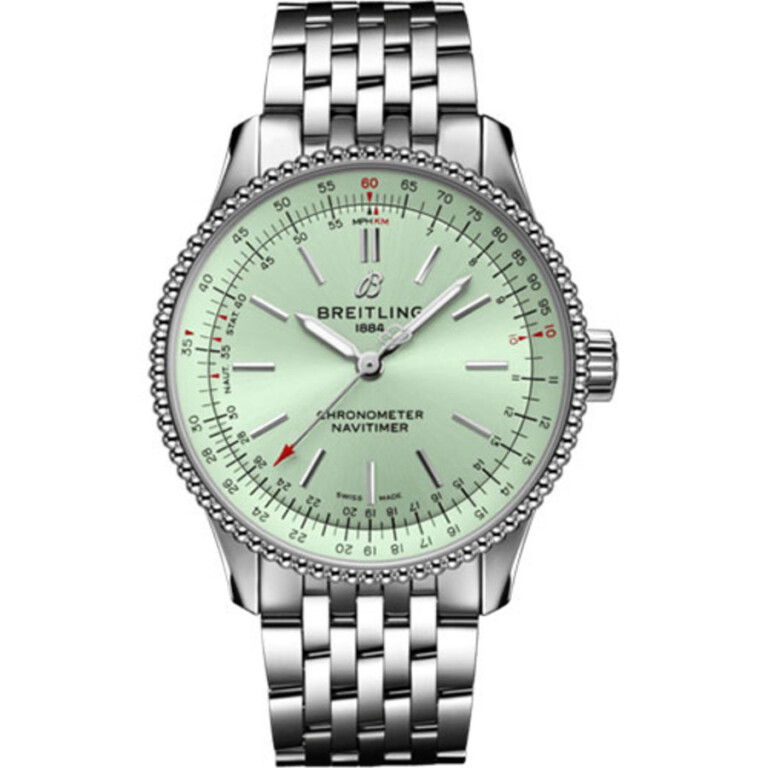 Breitling Navitimer Automatic 35 A17395361L1A1 Stainless Steel Watch Mint Green Dial