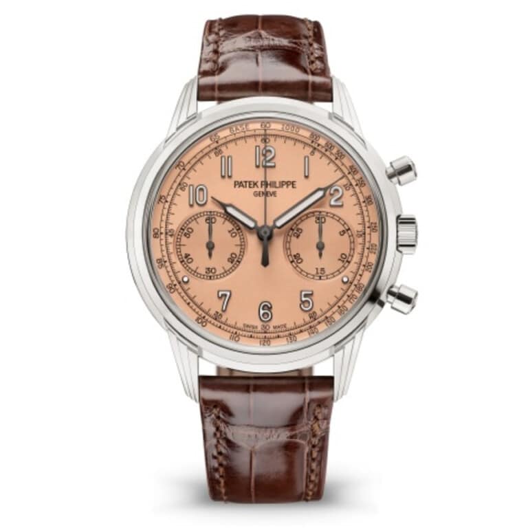 Patek Philippe Complications 5172G-010 White Gold with Brown Leather Watch Salmon Dial