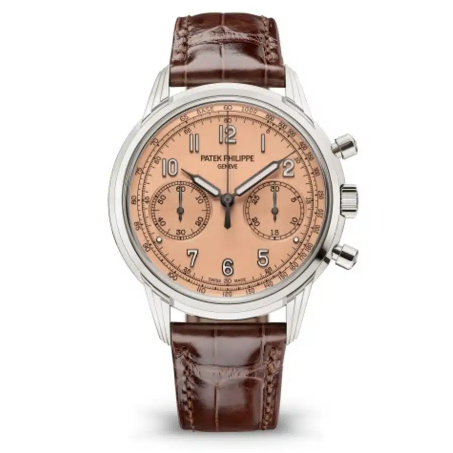 Patek Philippe Complications 5172G-010 White Gold with Brown Leather Watch Salmon Dial
