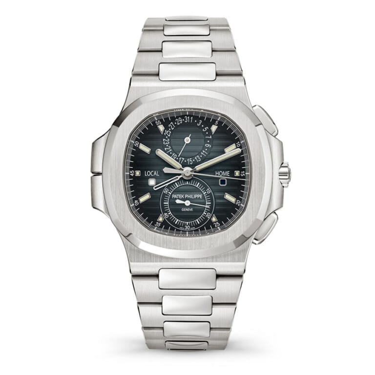 Patek Philippe Nautilus 5990/1A-011 Chronogragh Dual Time Stainless Steel Watch Sunburst Blue with Black-gradient Rim Dial
