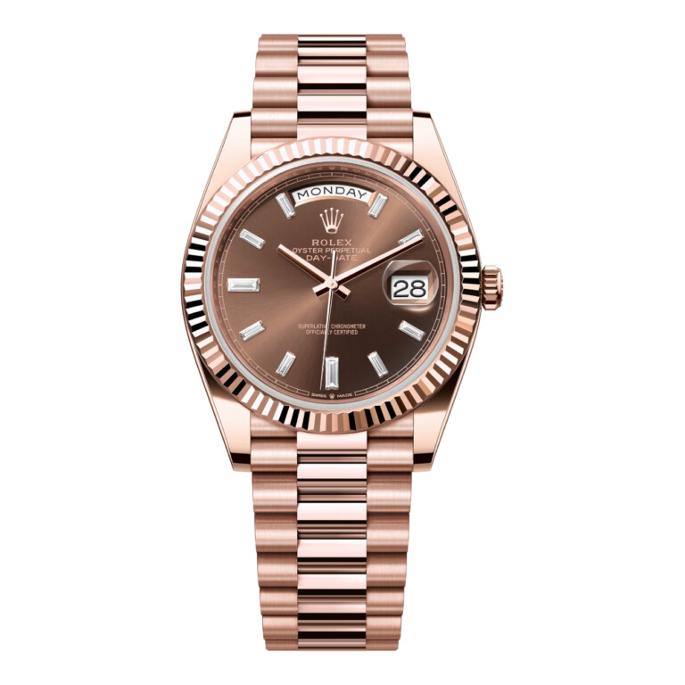 Rolex Day-Date 40mm 228235-0003 Rose Gold Watch Chocolate Diamond Dial