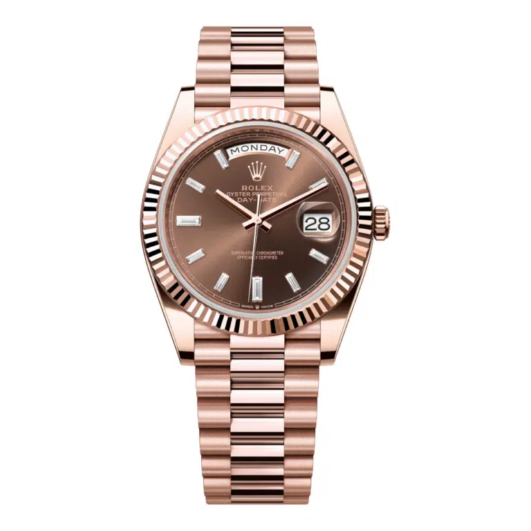 Rolex Day-Date 40mm 228235-0003 Rose Gold Watch Chocolate Diamond Dial