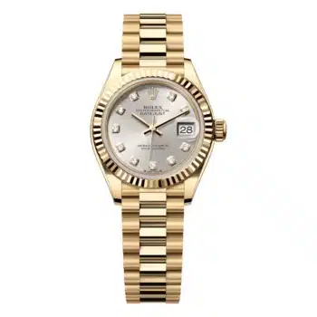 Rolex Lady-Datejust President 28mm 279178-0015 Yellow Gold Watch Silver Diamond Dial