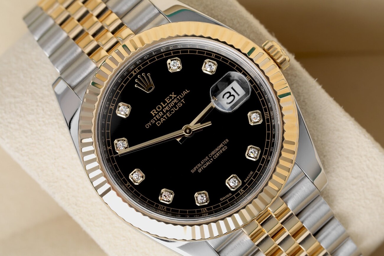 Rolex Datejust 126333-0006 Stainless Steel Yellow Gold with Black Diamond Dial Watch