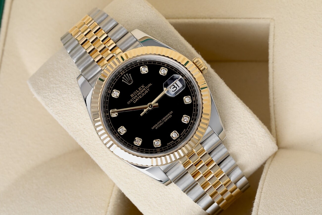 Rolex Datejust 126333-0006 Stainless Steel Yellow Gold with Black Diamond Dial Watch