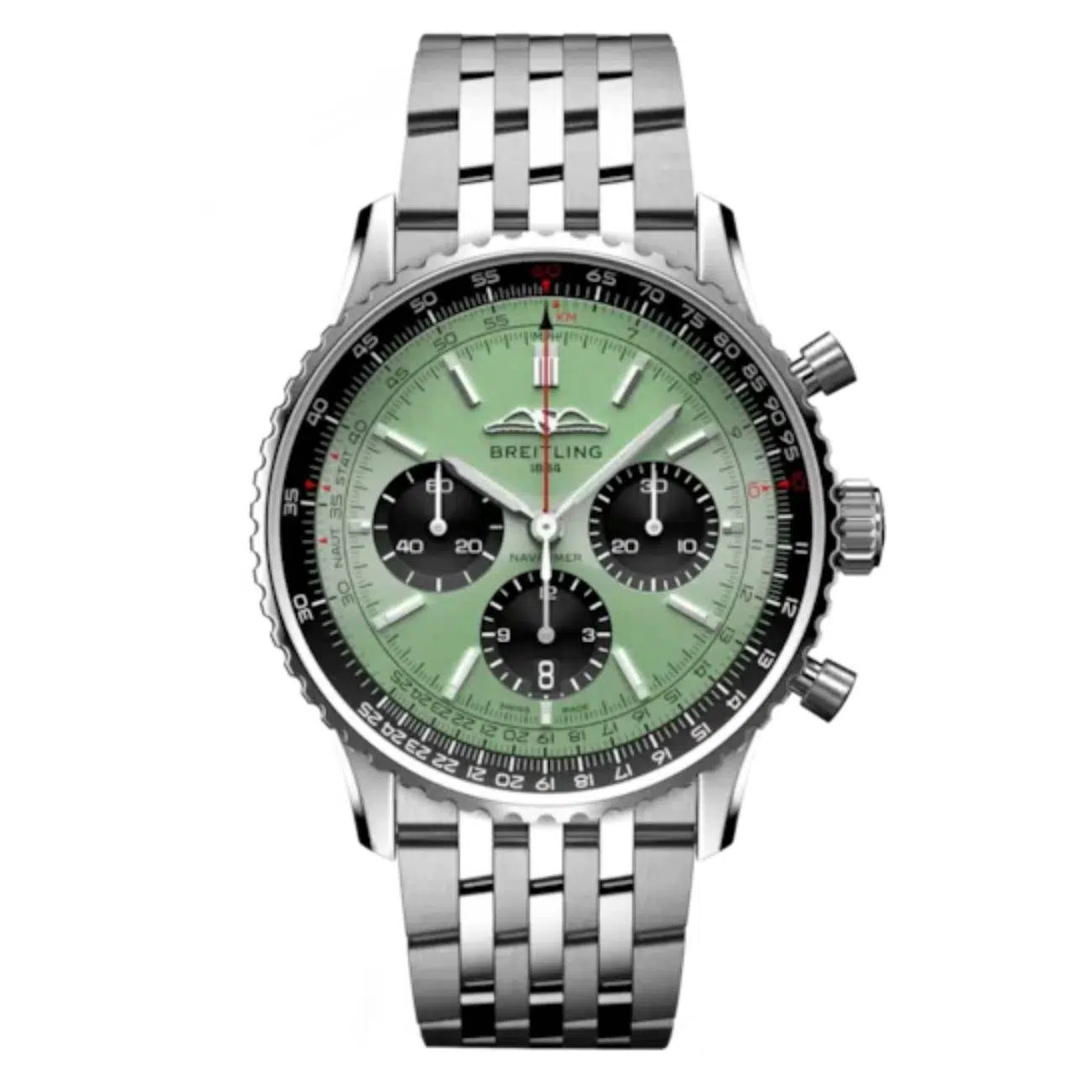 Breitling Navitimer B01 Chronograph AB0138241L1A1 43mm Mint Green Dial Bidirectional Rotating Bezel Stainless Steel with Stainless Steel Bracelet Watch