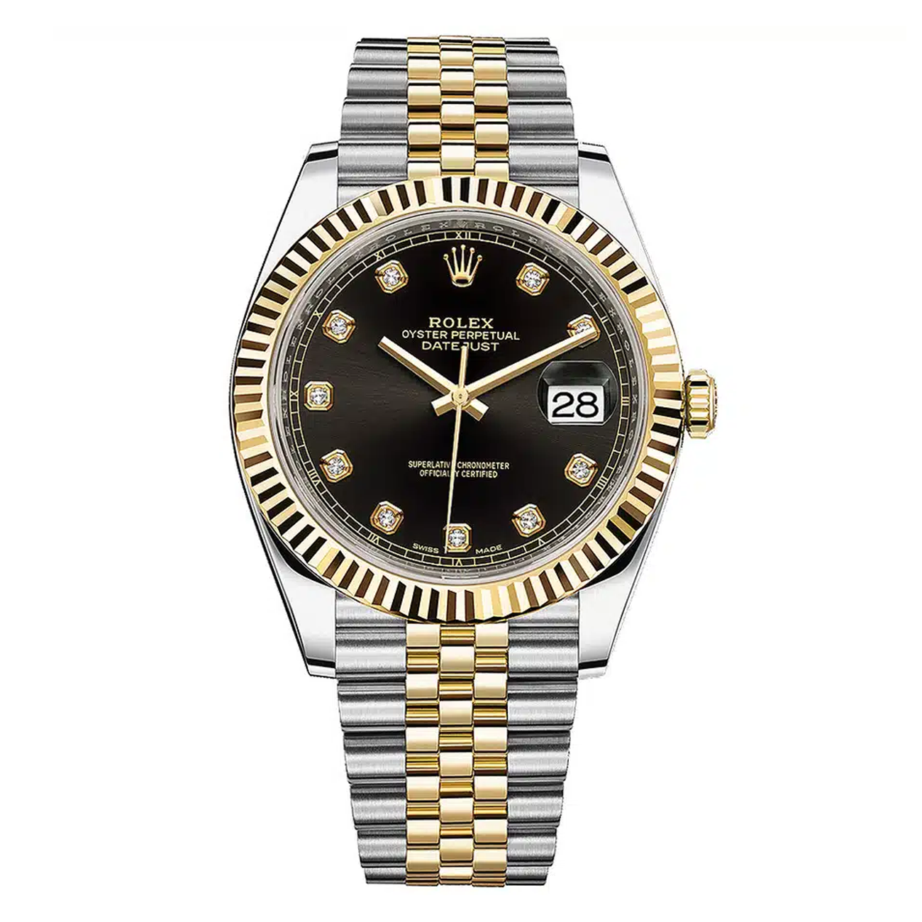 Rolex Datejust 126333-0006 Stainless Steel Yellow Gold with Black Diamond Dial Watch