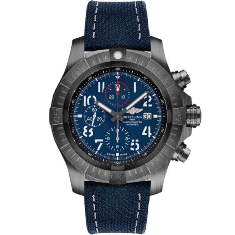Breitling Avenger Chronogragh 48mm Titanium With Blue Calfskin Leather Watch Blue Dial V13375101C1X1