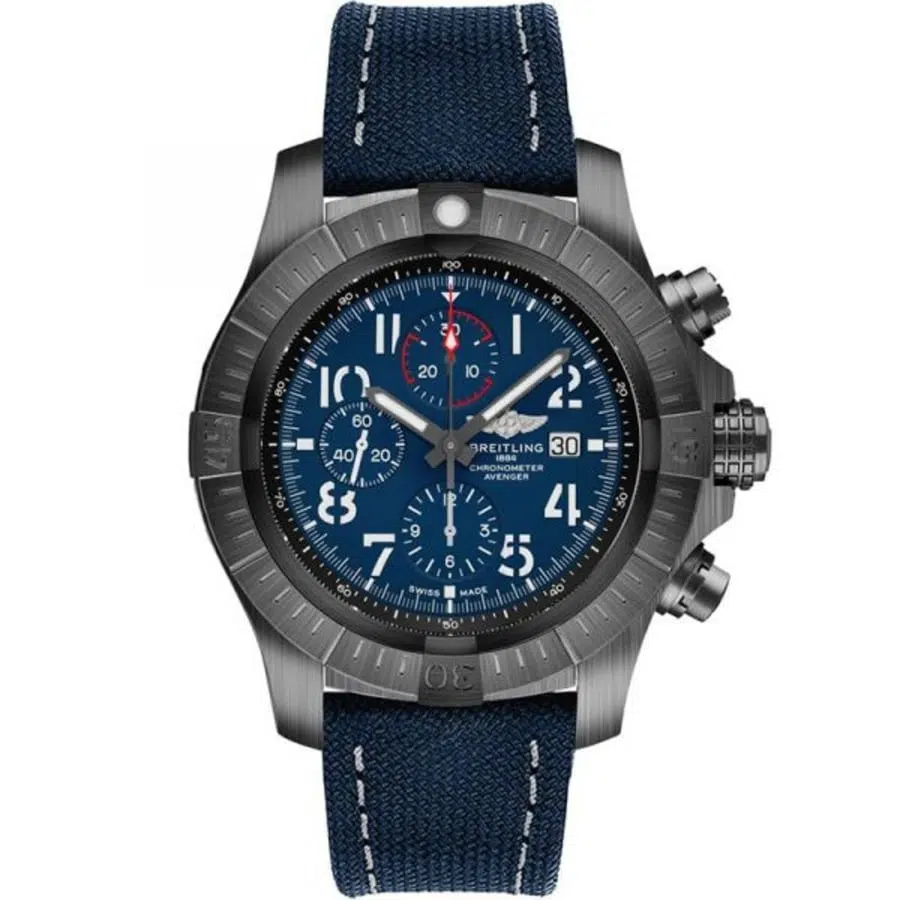 Breitling Avenger Chronogragh 48mm Titanium With Blue Calfskin Leather Watch Blue Dial V13375101C1X1