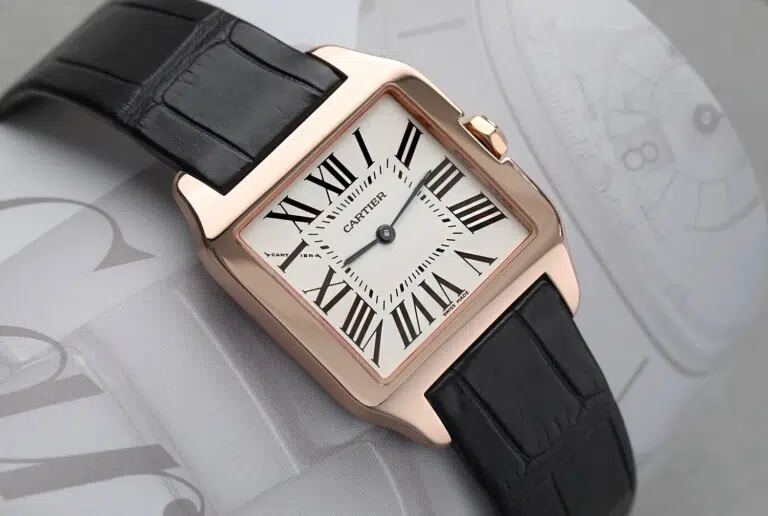 Cartier Santos Dumont Ladies Rose Gold Quartz Watch Leather Band W2009251 2788 – image 3
