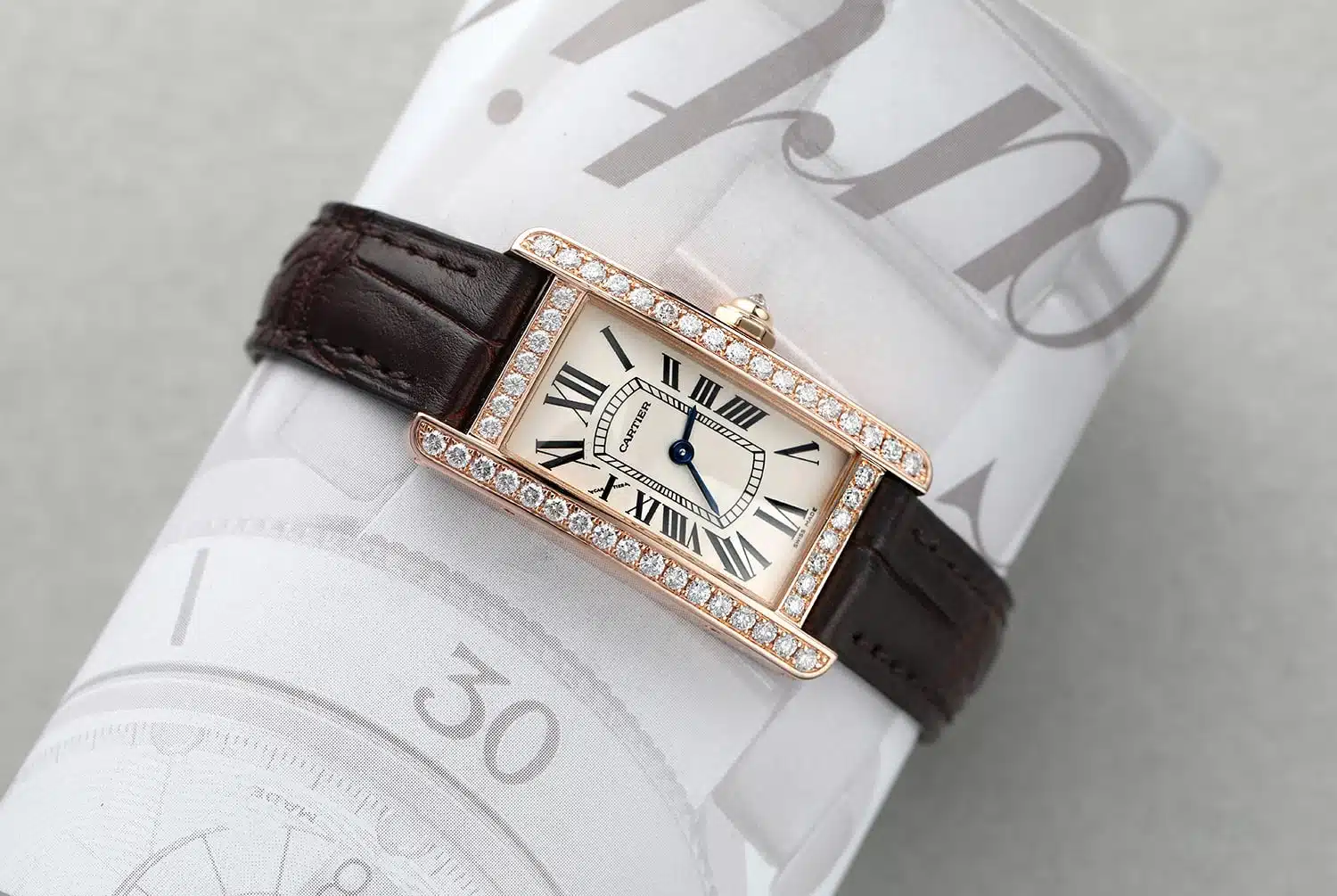 Cartier Tank Americaine WJTA0002/2503 Small Rose Gold Factory Diamond Ladies Watch – image 2