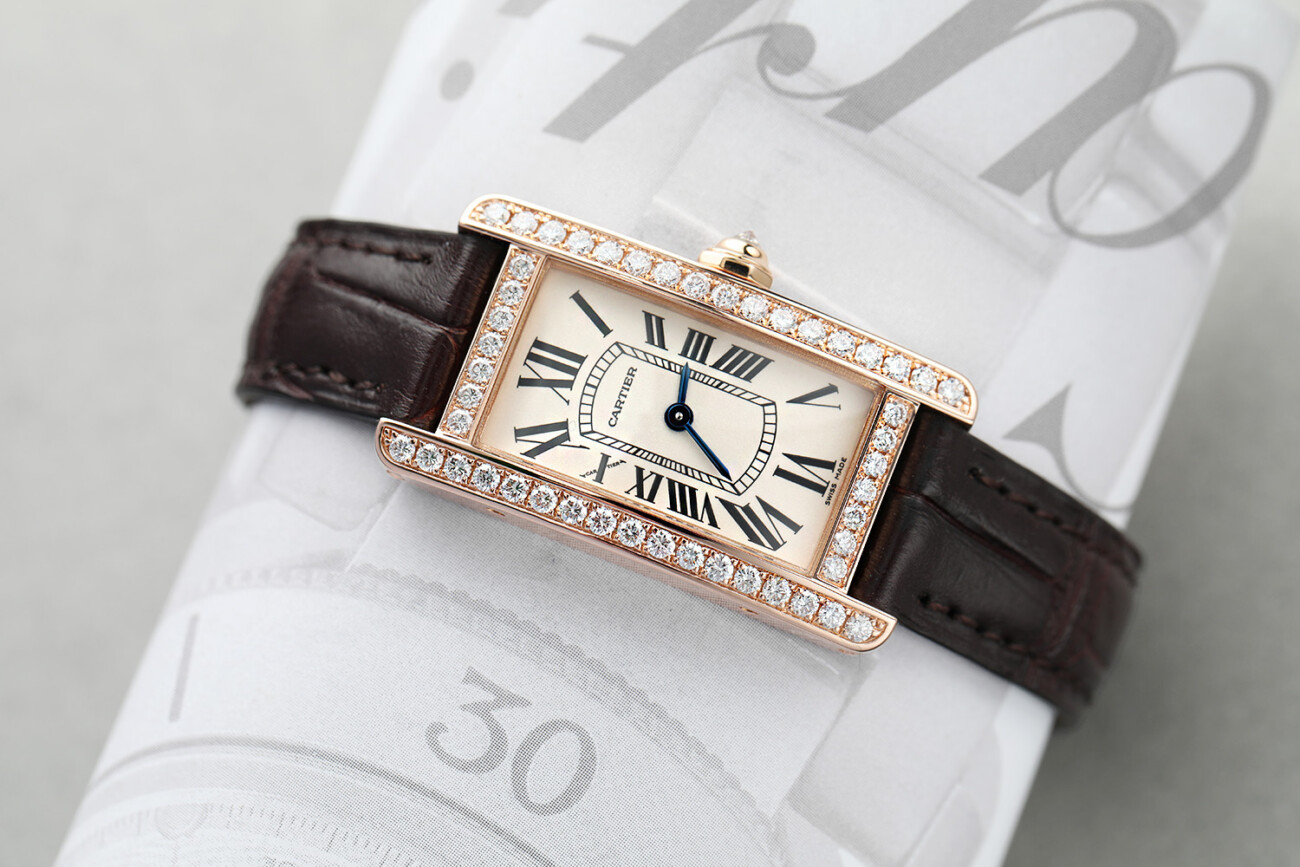 Cartier Tank Americaine WJTA0002/2503 Small Rose Gold Factory Diamond Ladies Watch