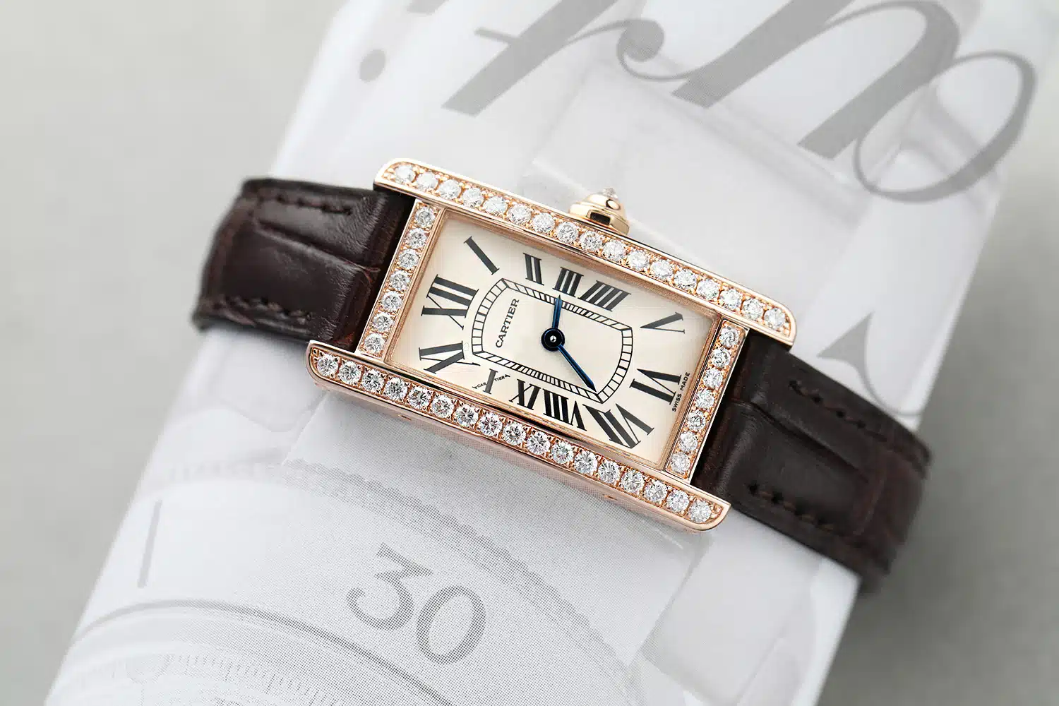Cartier Tank Americaine WJTA0002/2503 Small Rose Gold Factory Diamond Ladies Watch – image 3