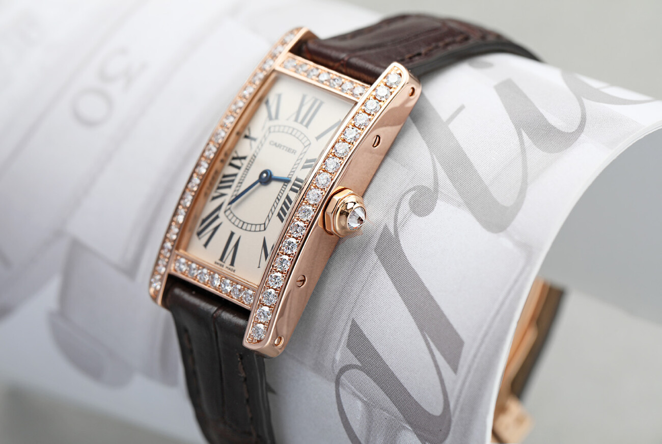 Cartier Tank Americaine WJTA0002/2503 Small Rose Gold Factory Diamond Ladies Watch