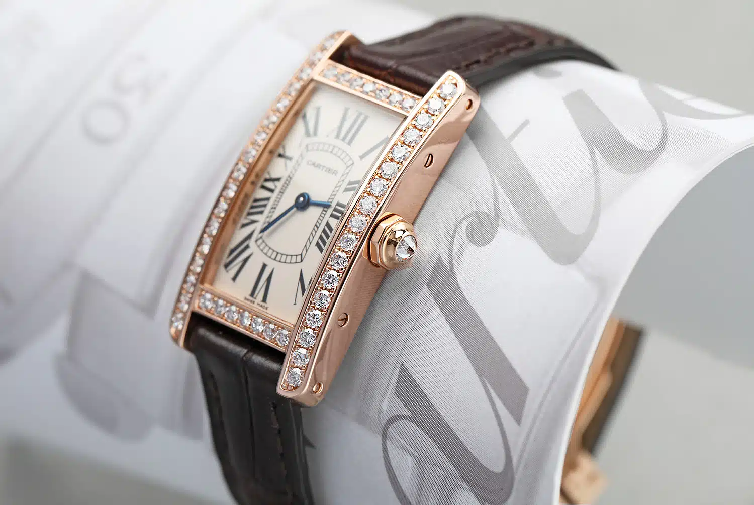 Cartier Tank Americaine WJTA0002/2503 Small Rose Gold Factory Diamond Ladies Watch – image 4
