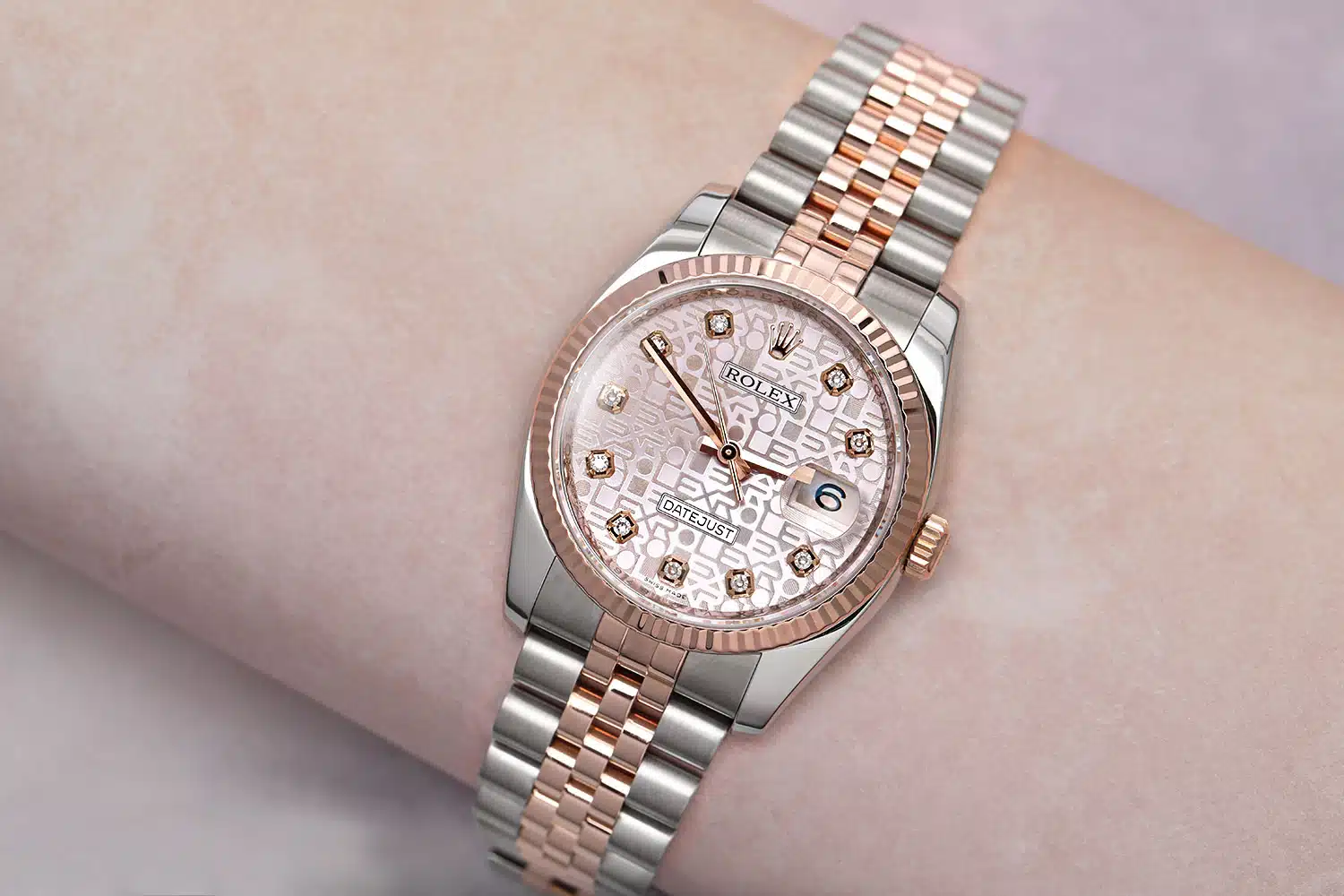 Rolex Datejust 116231-0058 Steel and Rose Gold 36mm Anniversary Pink Diamond Dial Jubilee Band – image 3