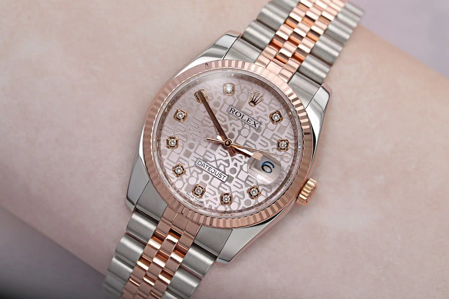Rolex Datejust 116231-0058 Steel and Rose Gold 36mm Anniversary Pink Diamond Dial Jubilee Band – image 4