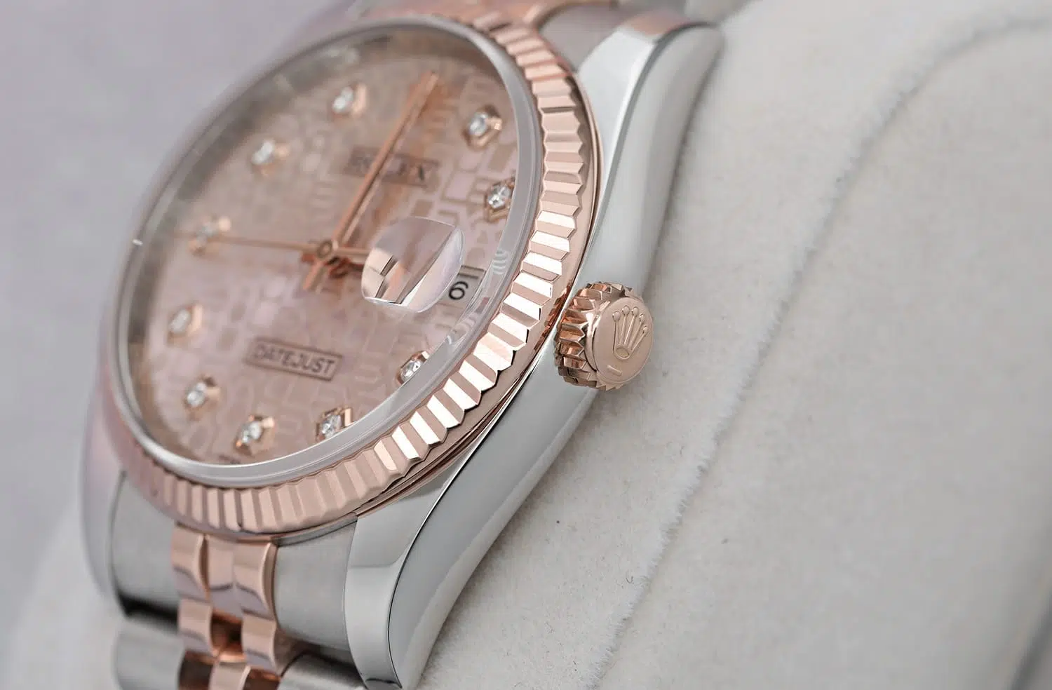 Rolex Datejust 116231-0058 Steel and Rose Gold 36mm Anniversary Pink Diamond Dial Jubilee Band – image 6