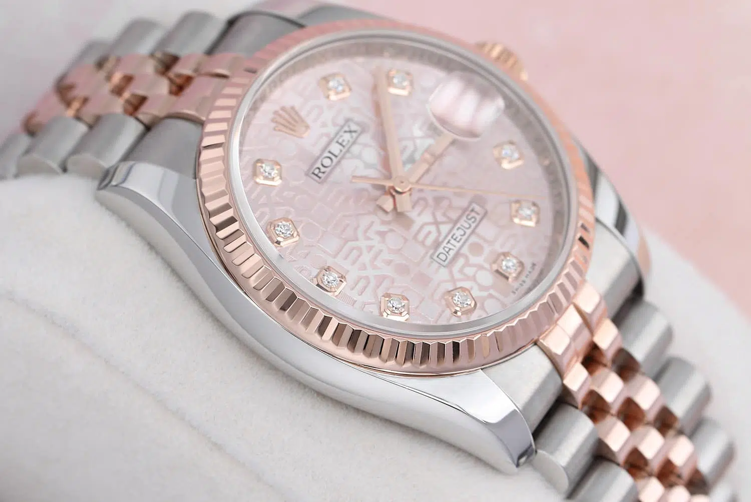 Rolex Datejust 116231-0058 Steel and Rose Gold 36mm Anniversary Pink Diamond Dial Jubilee Band – image 7