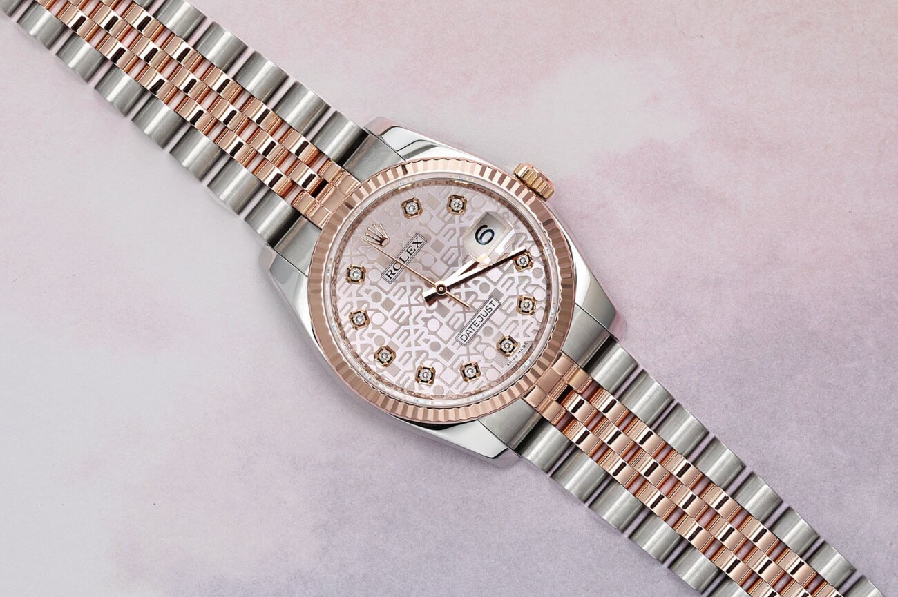 Rolex Datejust 116231-0058 Steel and Rose Gold 36mm Anniversary Pink Diamond Dial Jubilee Band
