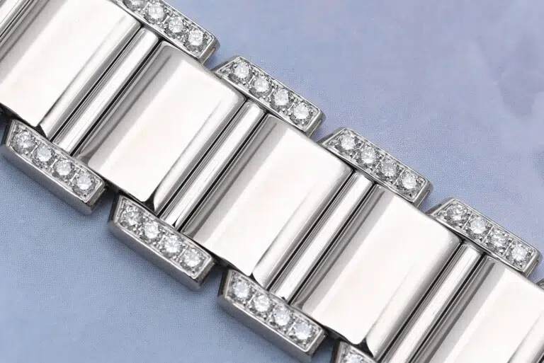 Cartier Tank Francaise Ladies 18k White Gold Watch with Factory Diamonds Pink Dial 2403 – image 5