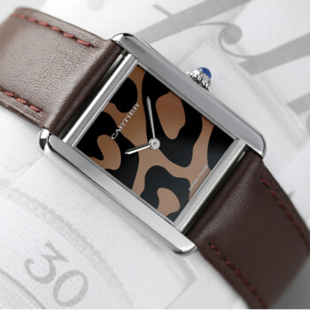 Cartier Tank Solo Panther/Leopard Dial Stainless Steel Watch Model 3170