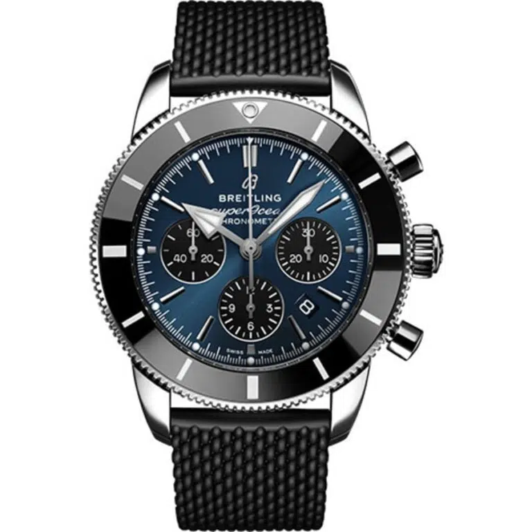 Breitling Superocean B01 Chronograph Stainless Steel With Black Rubber Watch Blue Dial AB0162121C1S1