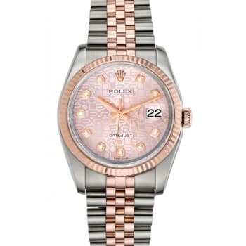 Rolex Datejust 116231-0058 Steel and Rose Gold 36mm Anniversary Pink Diamond Dial Jubilee Band