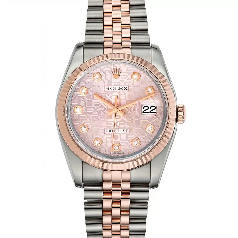 Rolex Datejust 116231-0058 Steel and Rose Gold 36mm Anniversary Pink Diamond Dial Jubilee Band