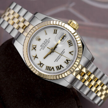 Rolex Lady-Datejust 179173 26mm Steel & Yellow Gold Watch White Roman Dial Jubilee Band