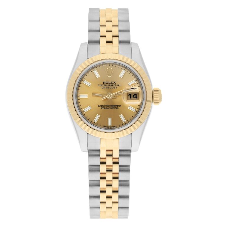 Rolex Lady-Datejust 179173 26mm Steel & Yellow Gold Watch Champagne Index Dial Jubilee