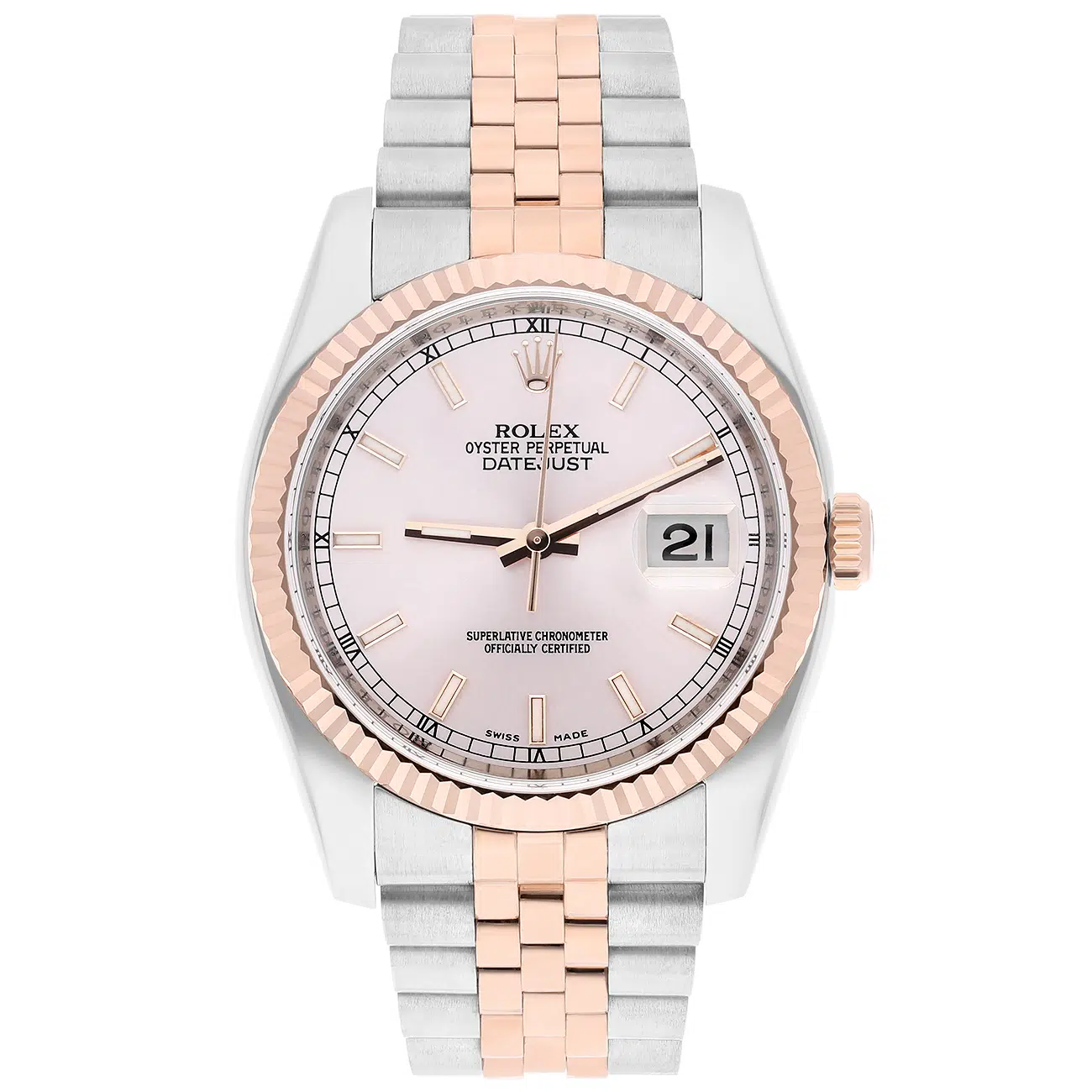 Rolex Datejust 116231-0062 36mm Pink Index Dial Jubilee Steel and Rose Gold Watch