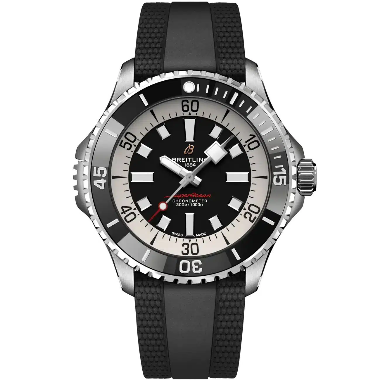 Breitling Superocean A17378211B1S1 Automatic 46 Stainless Steel With Black Rubber Watch Black Dial