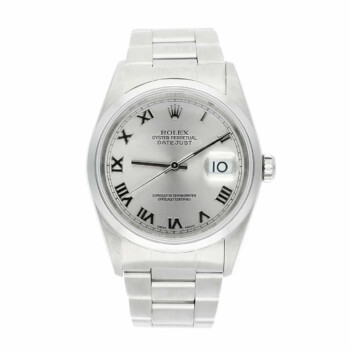 Rolex Datejust 16200 36mm Mens Stainless Steel Watch with Oyster Band and Silver Dial