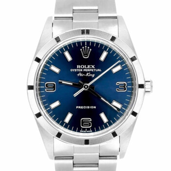 Rolex Air King 34mm 14010 Blue Stainless Steel Oyster Watch