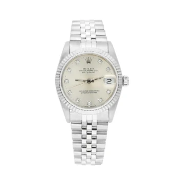 Rolex Datejust 31mm 68274 Silver Diamond Dial Stainless Steel Watch White Gold Bezel