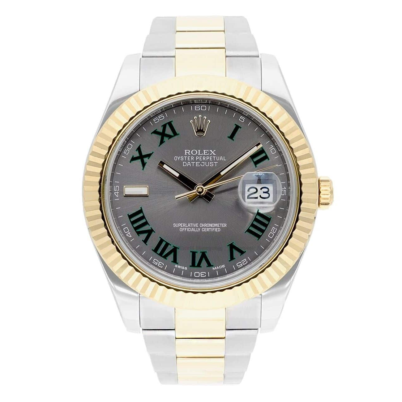 Rolex Datejust II 41mm 116333 Wimbledon Dial Two Tone Oyster With Papers