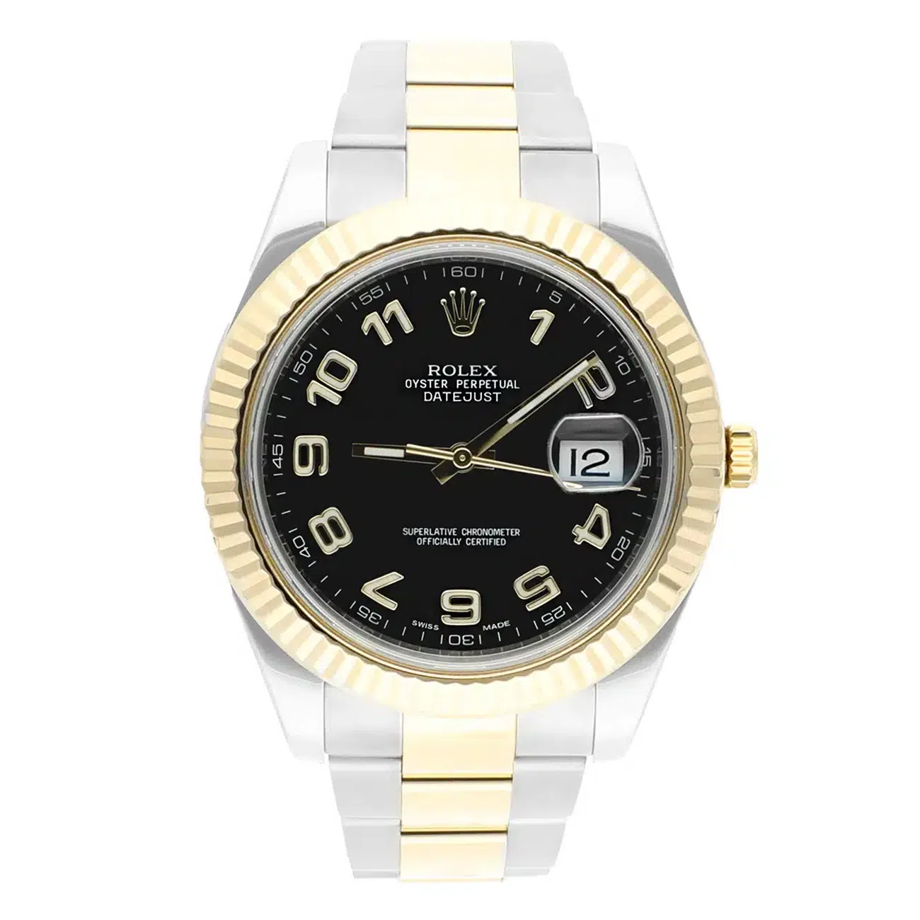 Rolex Datejust II 41mm 116333 Black Arabic Dial Two Tone Oyster With Papers