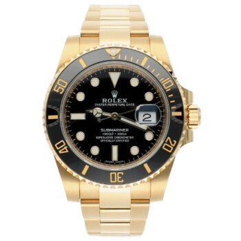 Rolex Submariner Date Ceramic Bezel Yellow Gold Black 116618LN Men’s Watch