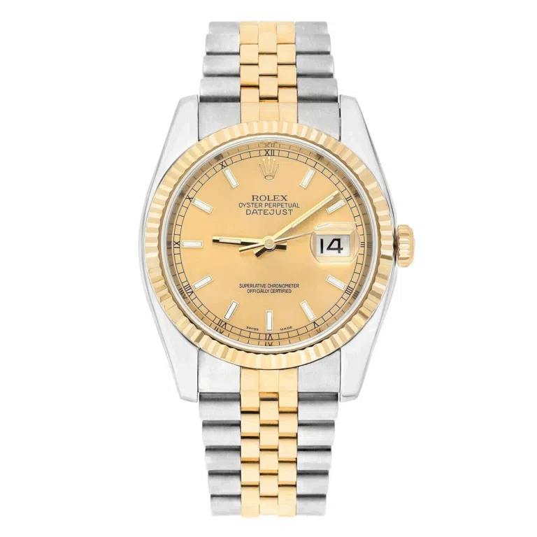 Rolex Datejust 36 Gold & Steel 116233-0151 Champagne Index Dial Jubilee Gold and Stainless Steel Watch