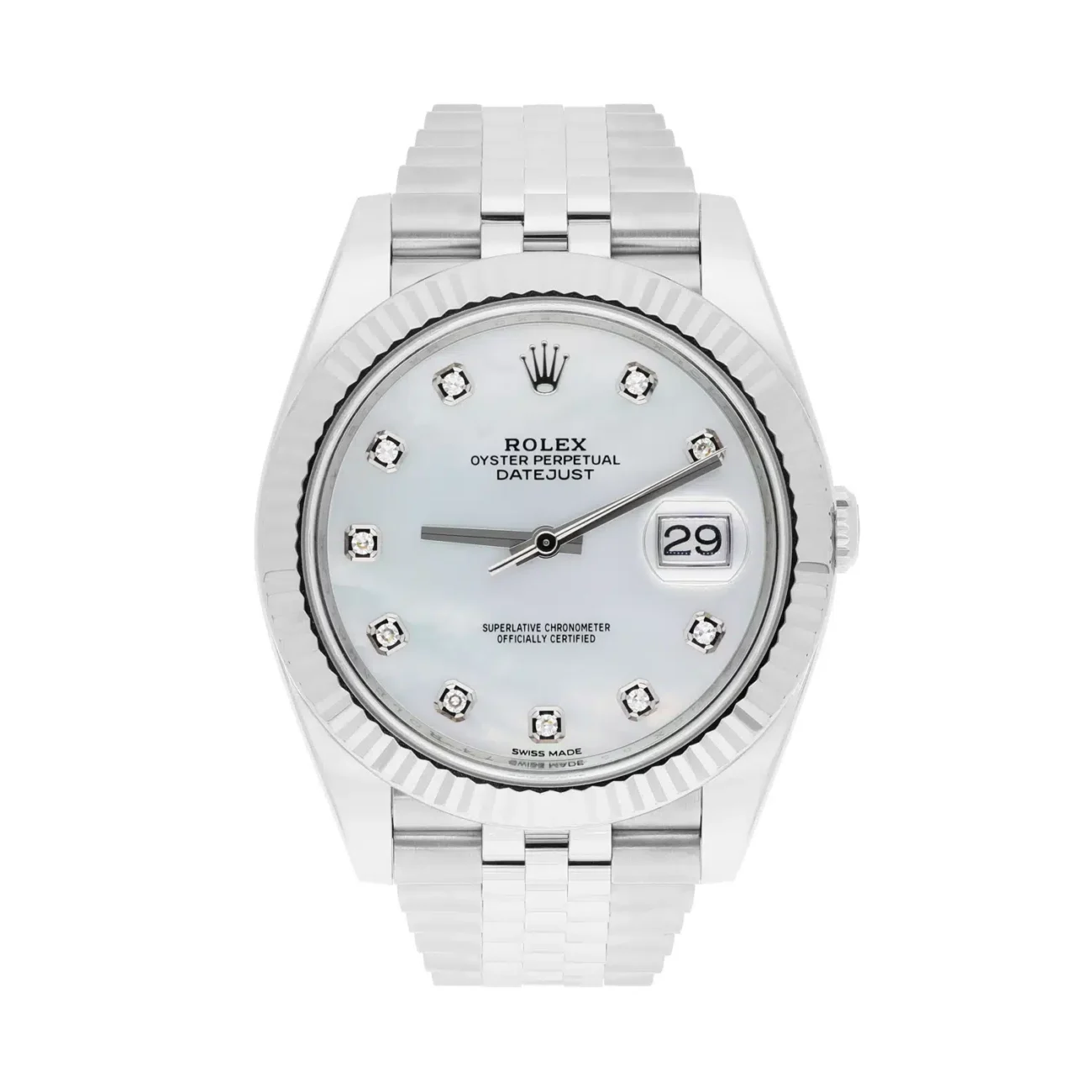 Rolex Datejust 41 Steel/18K White Gold White Mother of Pearl Dial Jubilee 126334