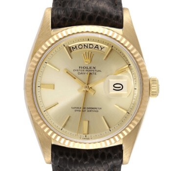 Rolex President Day-Date 1803 36mm Yellow Gold Leather Strap Vintage Mens Watch