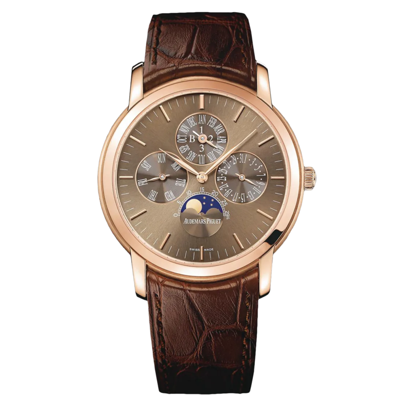 Audemars Piguet Jules Audemars 26390OR.OO.D093CR.01 Rose Gold with Brown Alligator Leather Watch 2024