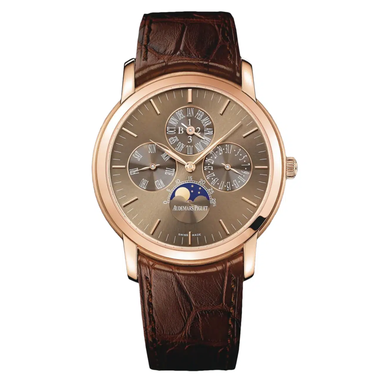 Audemars Piguet Jules Audemars 26390OR.OO.D093CR.01 Rose Gold with Brown Alligator Leather