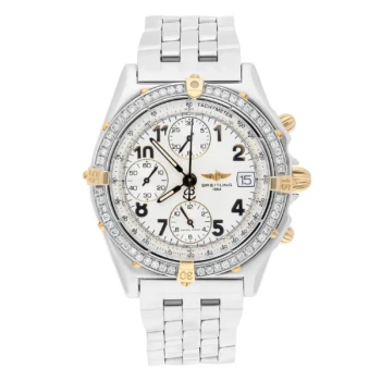 Breitling Chronomat Cream Dial 39MM Steel & 18K Yellow Gold B13050 Diamond Bezel